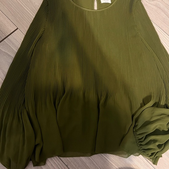 SOLD —-Olive Green Pleated Women's Top - Picture 2 of 6